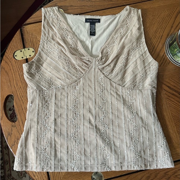 Tan Lace & Sequin Sleeveless Top - Picture 6 of 6